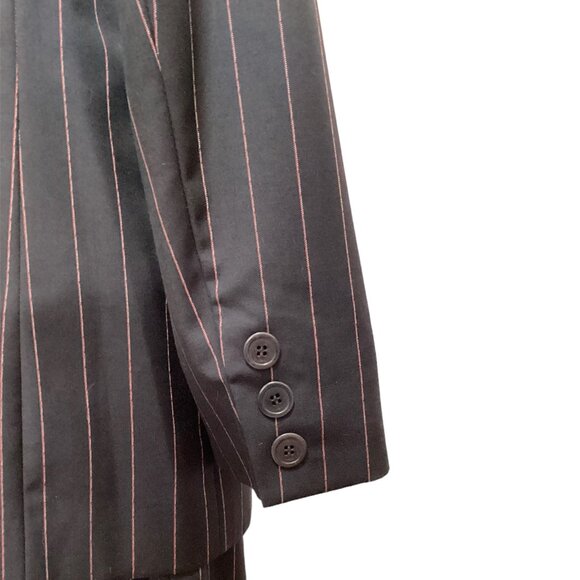 VINTAGE Jobis 2-piece Pinstriped Navy/Pink Pant Suit - Size EU38 - Picture 6 of 16